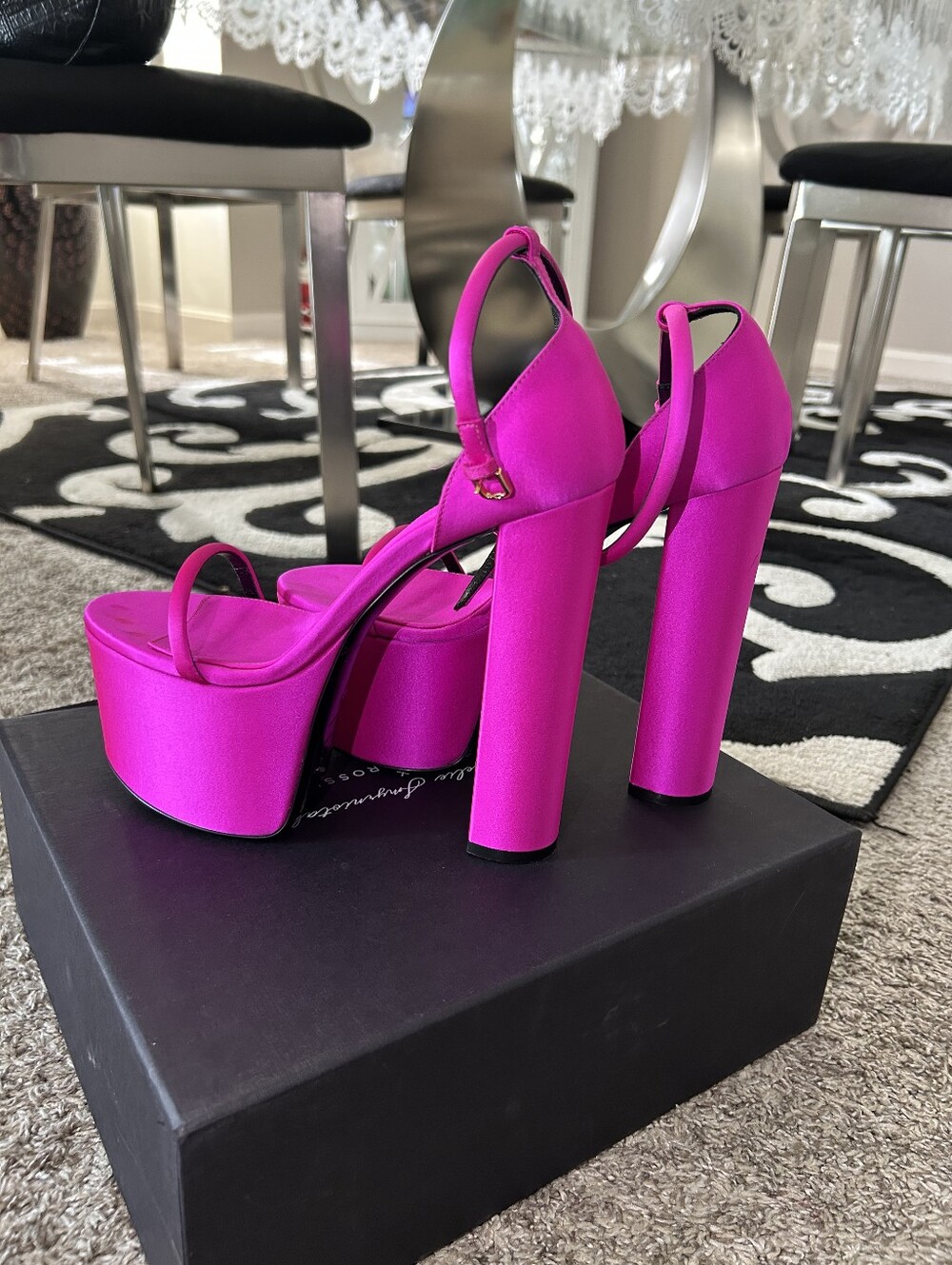 Sergio Rossi Vibrant Magenta Platform Block Heels